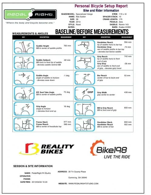 The Story of My Pro Bike Fit and the Riding Results 8 My Before Measurements