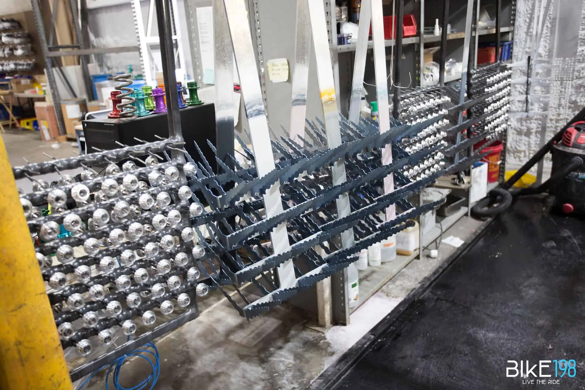 Inside Industry Nine - How they make mountain bike wheels 21 Industry Nine Anodizing Racks