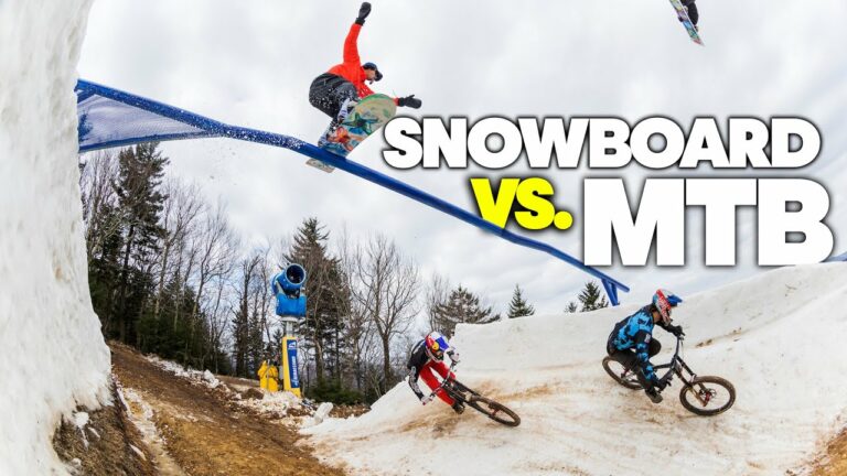 Fun Watch / MTB Downhill vs. Snowboard / Last Chair, First Run from Red Bull 1 Red Bull Snowboard vs Mountain Bike