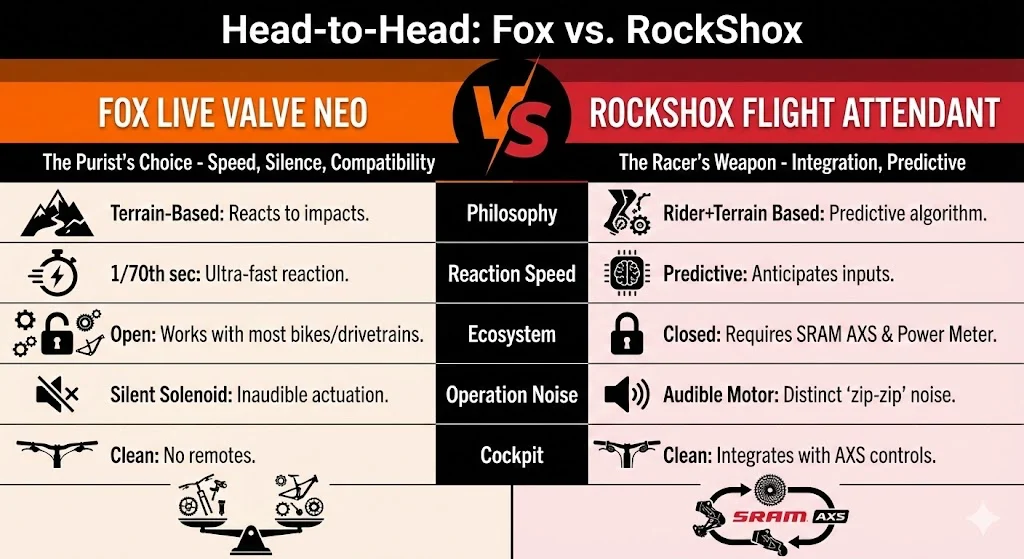 The Silicon Damper: An Exhaustive Analysis of the Fox Racing Shox Live Valve Neo 11 fox racing neo vs RockShox flight attentant